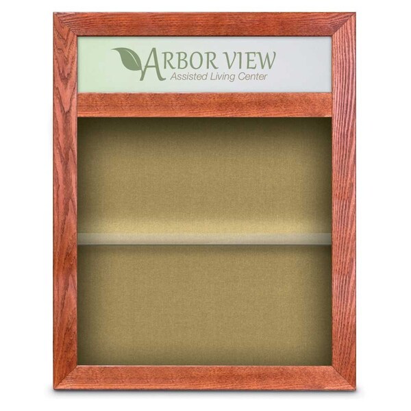 Outdoor Enclosed Combo Board, 42"x32", Satin Frame/Black & Buff